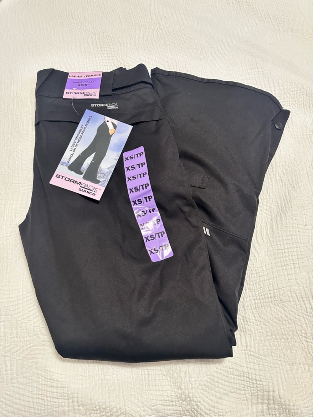 NEW SunIce Stormpack Women's Size XS Black Snow Ski Pants with Boot Gaiters